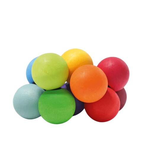 Grimm's Spiel & Holz Wooden Rainbow Beads Grasper - Baby Clutching Toy
