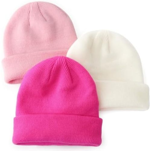 DRESHOW BQUBO 3 Pack Baby Beanies Toddler Kids Winter Hats Soft Knit Hat for Baby Boys Girls Warm Cap Beanies