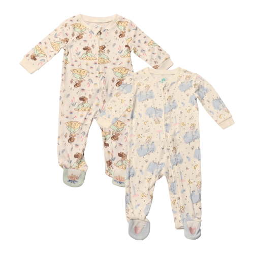 Disney Clothes Baby Girls 2-Pack Quilted Footie Coveralls - Minnie Mouse, Pooh and Princess Onesies (0/3M-6/9M)