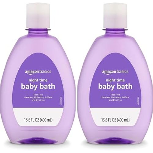 Amazon Basics Tear-Free Night-Time Baby Bath, Soothing, Lightly Scented, 13.6 Fl Oz, (Previously Solimo) (Pack of 2)