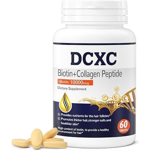 Biotin Collagen Supplement,Supports Healthy Hair, Skin and Nails, Biotin Collagen Peptide,60 Tablets, One Bottle
