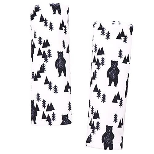 Baby Car Seat Belt Covers, Bear Car Seat Strap Covers for Boys, Fleece Stroller Strap Cover for Kids, Soft Car Seat Neck Cover, Newborn Car Seat Straps Shoulder Protectors, 2 Pack