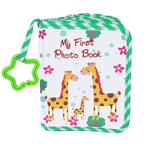 AUVCAS Baby Photo Album, Green, 4x6 Inch, Soft Cloth Cover, Holds 4x6 Inch Photos