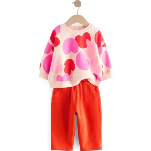 Kids' Heart Print Sweatshirt & Sweatpants Set, 12-18M