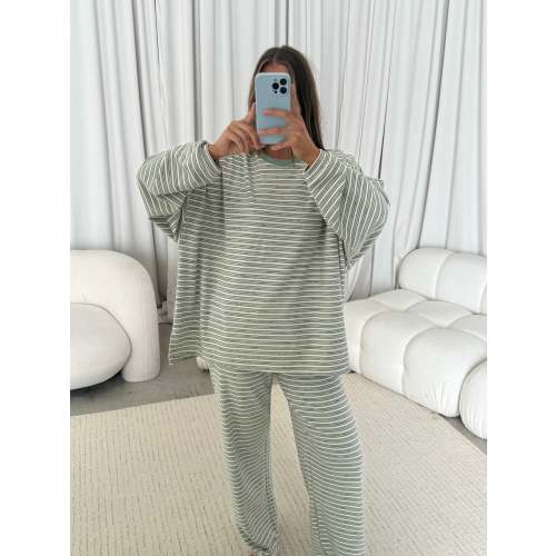 Naomi Striped Long Sleeve Top in Sage