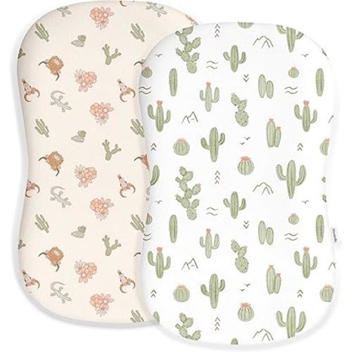 Baby Lounger Cover for Boys and Girls, Soft Breathable Polyester Cover, Fits Most Lounger Pillows, Cute Patterns, Durable and Machine Washable (Cactus Cozy, Envelope)