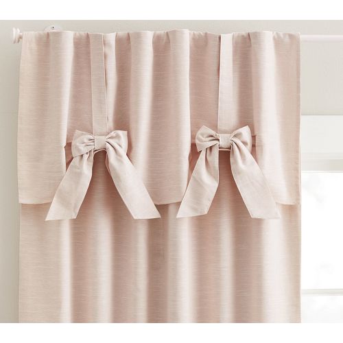 Evelyn Linen Blend Bow Valance Kids Blackout Curtain | Pottery Barn Kids