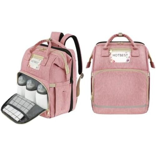 Mochila 3 en 1 para pañales portátil, bolsas convertibles de viaje, regalos de baby shower, accesorios esenciales para niñas, niños, hombres, papá, mamá, rosa