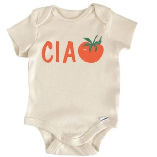Ciao Italian Foodie Newborn Baby Bodysuit Natural Newborn