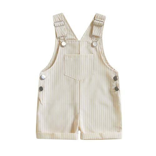 Toddler Boy Girl Romper Overall Shorts Jumpsuit Stripe Suspender Pants with Pockets Infant Baby Summer Clothes