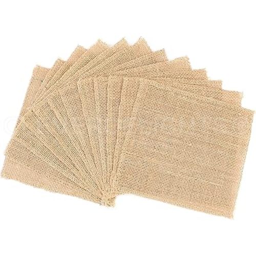 CleverDelights 6" Burlap Squares - 12 Pack - Premium Jute Burlap - Finished Edges