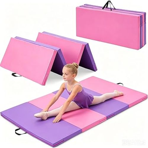 Gymnastics Mat, 3FTx6FT / 4FTx8FT 2" Thick Folding Kids' Gymnastic Tumbling Mat for Home Gym Exercise & Play