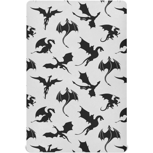 Crib Sheets for Boys Dragons and Wyverns Toddler Baby Girl Sheets for Crib,Neutral Mini Crib Nursery Mattress Sheets Fitted,Crib Mattress 52 * 28 * 9In Grey
