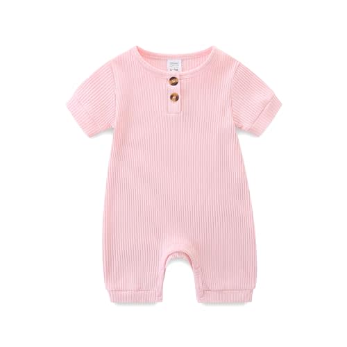Unisex Newborn Baby Romper Ribbed Onesie Infant Long/Short Sleeve Jumpsuit