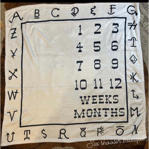 Brand baby milestone blanket