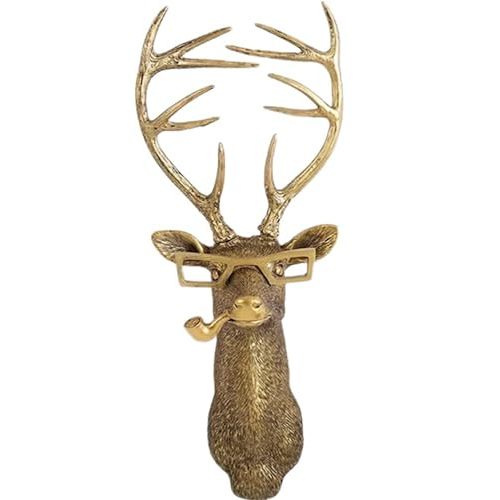 UITWMKTG Gold Animal Head Wall Decor Wall Sculpture Home Decor Statue for Living Room Office Bedroom Modern Decor for Men Women Deer