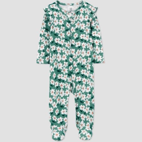 Carter's Just One You® Baby Girls' Floral Interlock Footed Pajama - Green