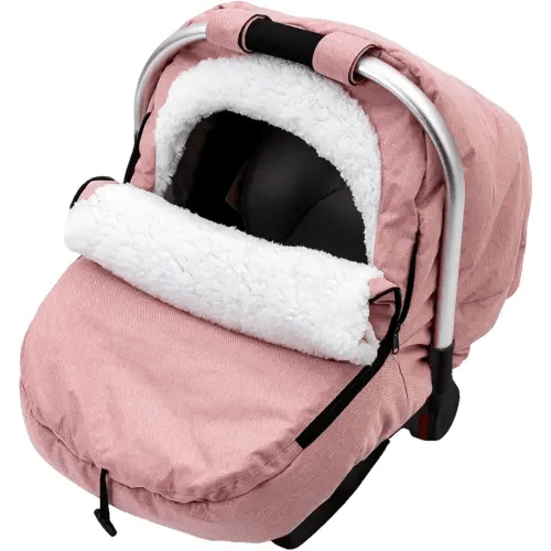 Winter Baby Car Seat Cover, Carseat Cover with Plush Sherpa Fleece Lining, Infant Car Seat Canopy with Peeping Window & Huge Space, Warm & Snug Baby Carrier Cover for Cold Weather