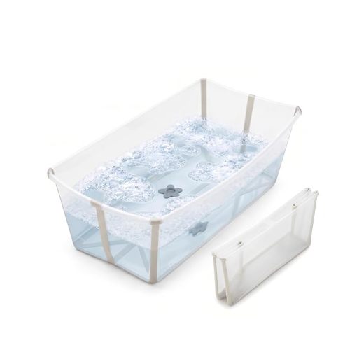 Stokke Flexi Bath X-Large Baby Bathtub, Sandy Beige - 31.5 x 15.7 x 9.4 in - Best for Infants & Toddlers - Lightweight, Foldable & Easy to Store - Convenient to Use at Home or Traveling