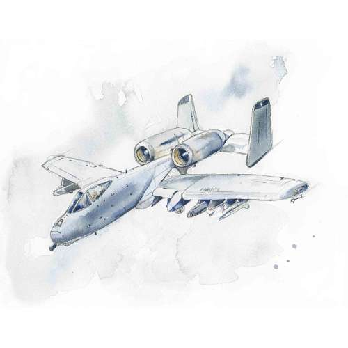 A-10 Warthog Watercolor | Kids Aviation Wall Art – Little Splashes of Color