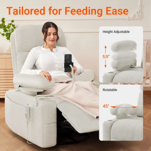 Lullapod Zen Nursery Rocking Recliner with Adjustable, Swivel & Lift-Up Armrests | Mamazing – MAMAZING