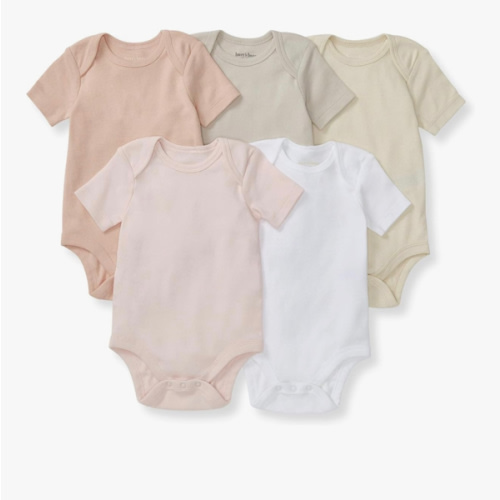 Burt's Bees Baby Bodysuits, Short Sleeve and Long Sleeve One-Pieces, 100% Organic Cotton, Pack of 5