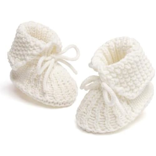 Meckior Baby Booties Newborn First Walkers Cozy Shoes Warm Hand Crochet Knit Soft Socks for Infant Boy Girl