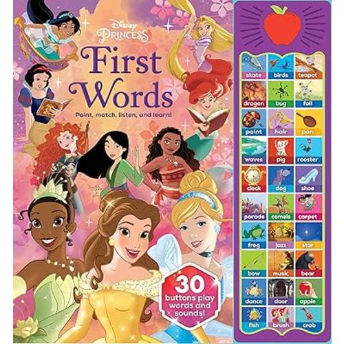 Disney Princess Cinderella, Moana, Rapunzel, and More! - First Words: Point, Match, Listen, and Learn! 30-Button Sound Book - PI Kids (Play-A-Sound)