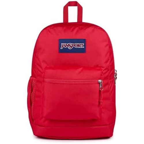 JanSport Cross Town Plus Backpack - Large Main Compartment, Side Water Bottle Pocket, 15-Inch Padded Laptop Sleeve - Red Tape