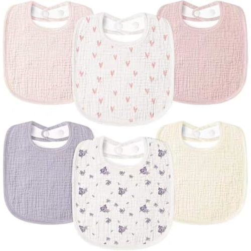 Susurration Muslin Baby Drool Bibs 6Pack Soft Square Adjustable Baby Bandana Bibs for Unisex Girls & Boys