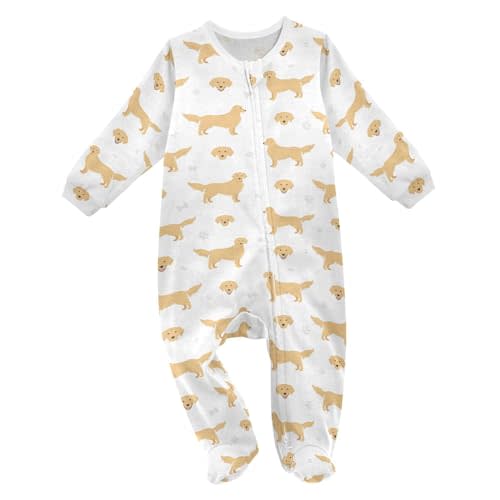 vvfelixl Exercises Doberman Dog Baby Sleepers For Girl Boys Newborn Baby Play One-Piece Footies For 0-24 Months White