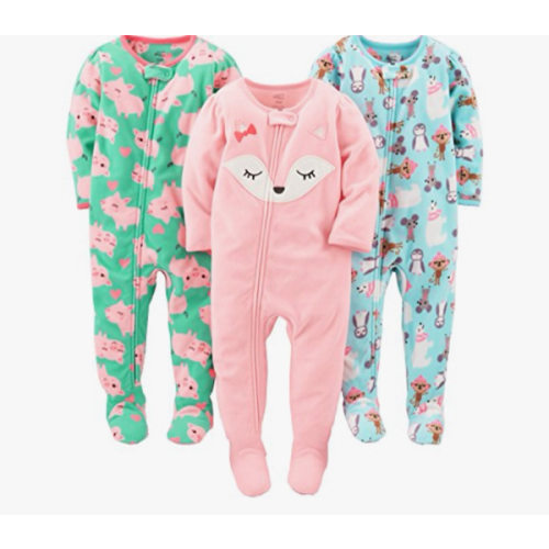 Simple Joys by Carter's girls Loose-Fit Flame Resistant Fleece Footed Pajamas