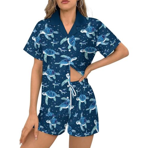 Women’s Pajama Set 2 Piece Loungewear Soft Satin Short Sleeve Sleepwear with Pockets XS-5XL