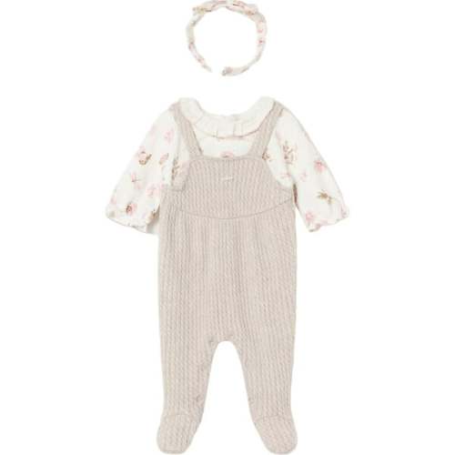 Baby Girl Romper and Headband Set, Beige - Mayoral | Maisonette