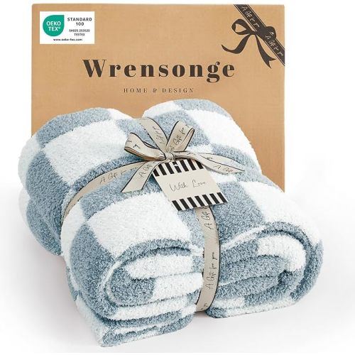 Soft Checkered Throw Blanket for Couch-Cozy Warm Knitted Blankets