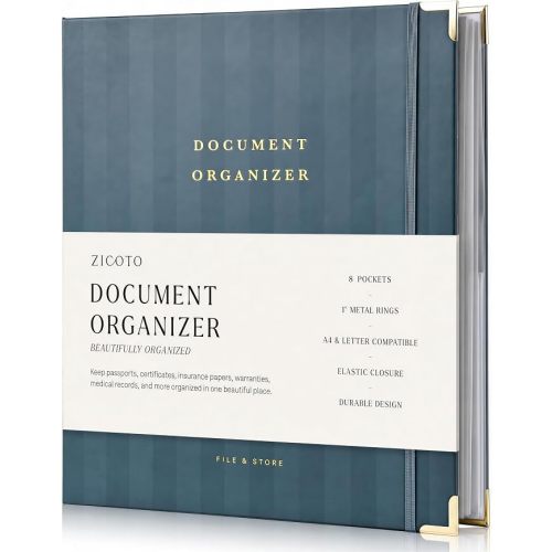 Aesthetic Document Organizer - Sturdy Striped 3-Ring Binder for Files