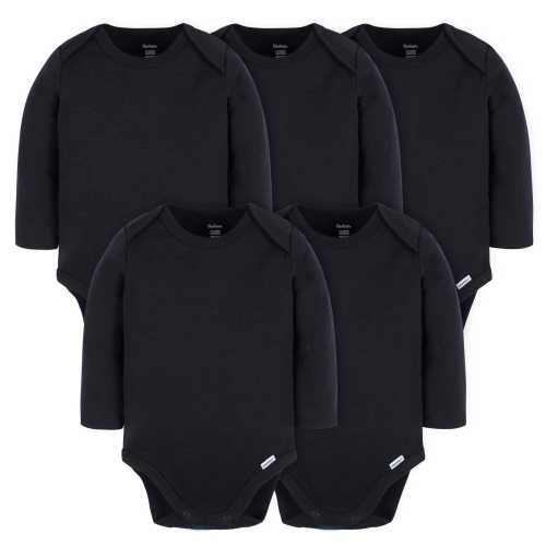 5-Pack Baby Black Premium Long Sleeve Onesies® Bodysuits