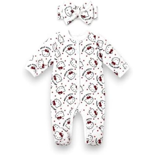 Hello Kitty Baby Girls' Footies Newborn Snap Buttons Onesie Romper