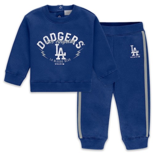 Newborn Los Angeles Dodgers  WEAR by Erin Andrews Royal Fleece Crewneck and Pants Set