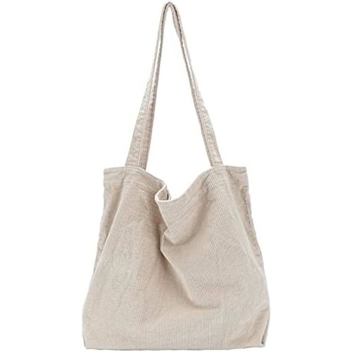 Corduroy Tote Bag, Large Work Shoulder Purse for Women