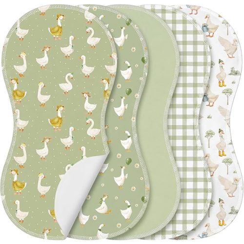 SmoothNovelty 5 Pack Silly Goose Baby Burp Cloths Soft Absorbent Burping Rags for Newborns 19"x9" Spit up Cloths for Boy Girl Newborn Baby Shower Registry Gifts Set Nursery Decor