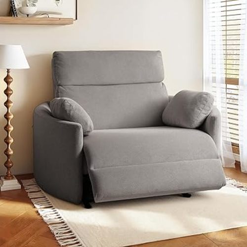 FLEXISPOT Mochi Pro 54" Zero Wall Power Recliner for Big and Tall, Oversized Electric Recliner Chair with Anti-Pinch Design, USB & Type-C Ports, Wide Sofa for Living Room Bedroom, Chenille Grey