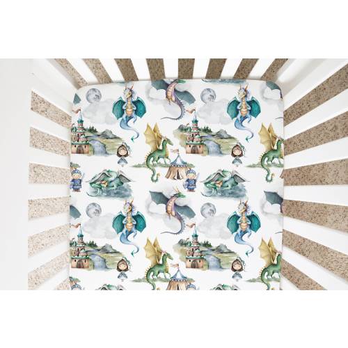 Super Soft Dragons And Knights Baby Infant Newborn Fitted Crib Sheet Baby Shower Gift Standard Size Crib Girl Boy Neutral Toddler Bed