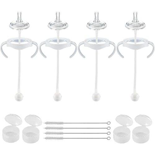Straw Cup Conversion Kit for Philips Avent Natural Baby Bottles,Weighted Straw Sippy Cup Transition Kit with Soft Nipple and Handles for Toddler, Pack of 4