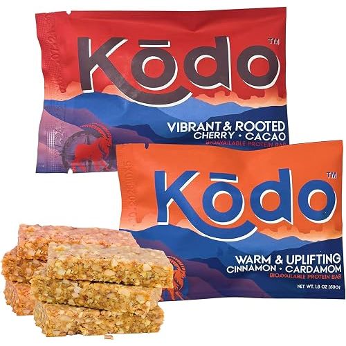 KŌDO Journey Box Protein Bar Variety Pack, Assorted Grass-Fed Collagen Protein Bars, Cherry Cacao Vanilla & Cinnamon Cardamom Honey, Gluten Free, Dairy Free, Sports Nutrition Snack
