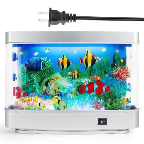 Frutiger Aero Fish Lamp Aquarium Lamp, Designed Studio Fake Fish Tank Decor | Frutiger Aero Decor Moving Fish Lamp, 14 LEDs 7200K, Fake Fish Aquarium, Whisper-Quiet Motor, Curated Modern Studio Lighting