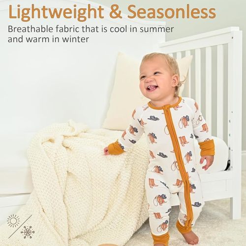 LollyBanks Baby Pajamas, 2-Way Zipper Romper, 95% Viscose Made from Bamboo and 5% Spandex, Baby Sleepers