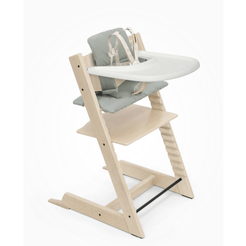Stokke® Tripp Trapp® Highchair, Cushion and Tray - Natural, Glacier Green