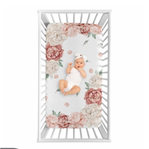 Peony Floral Garden Pink and Ivory Collection Photo Op Crib Sheet