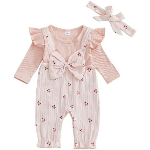 YINGISFITM Newborn Baby Girl Clothes Long Sleeve Romper One Piece Jumpsuit Fall Winter Infant Outfits 0 3 6 9 12 18 Months